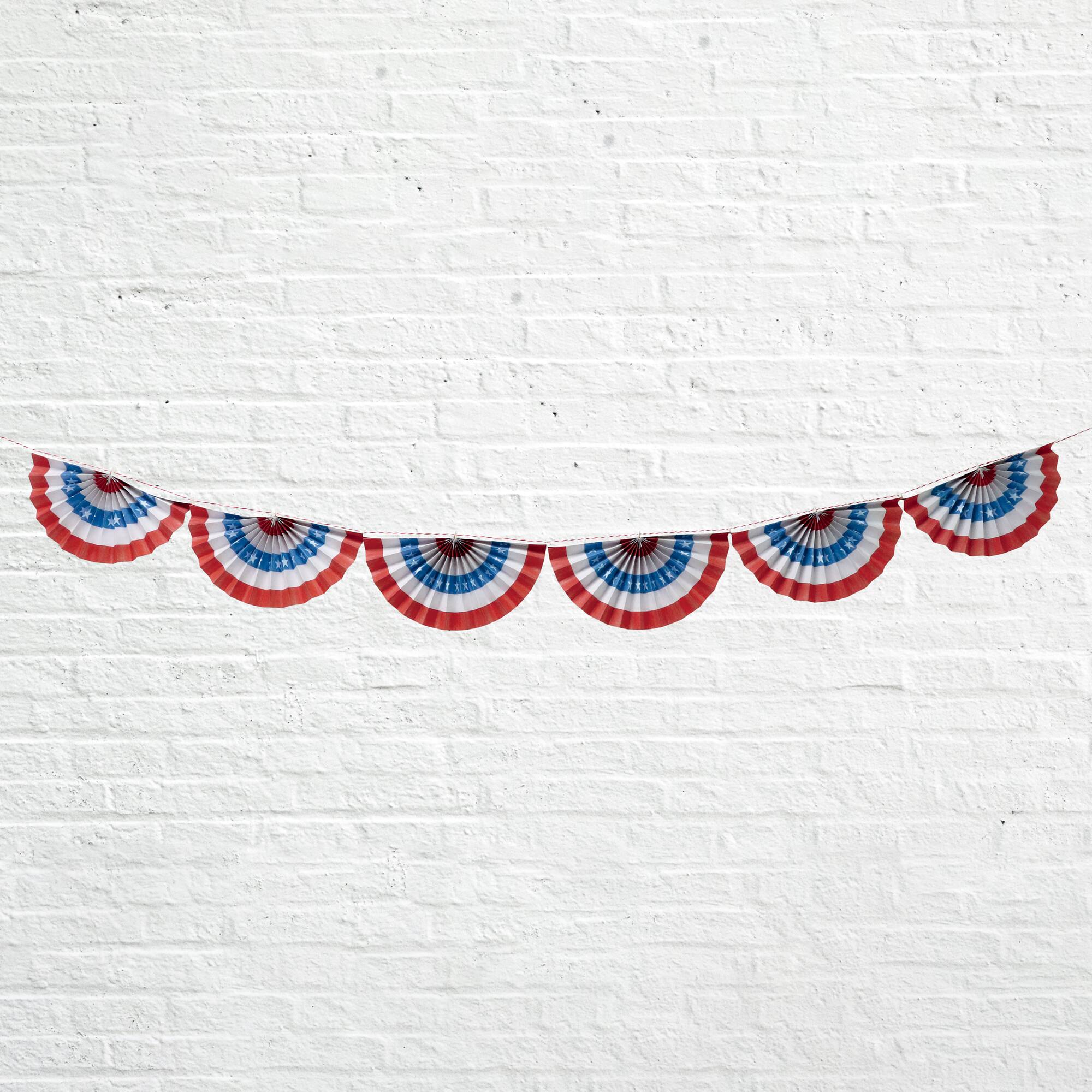 8ft. Red, White & Blue Paper Fan Bunting Garland by Celebrate It™